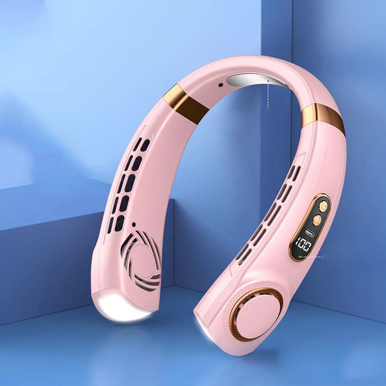 Draagbare nekventilator Persoonlijke 4000mAh Bladeless Cooling Nekventilator Blaaskoude lucht Nekkoeler Draagbare ventilator rond uw nek Verstelbaar: Roze