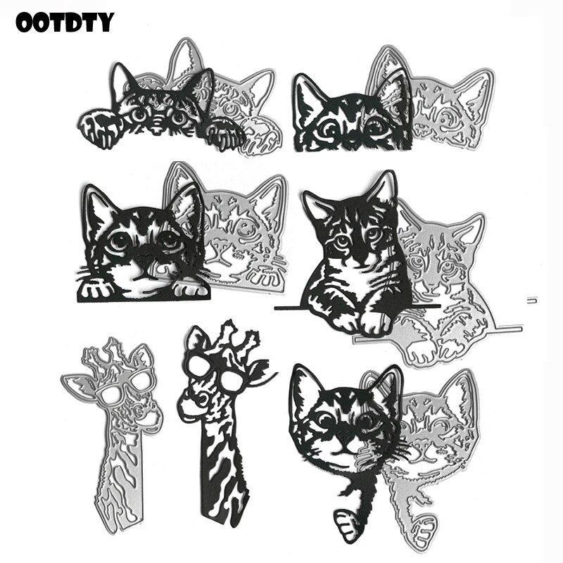 Lying Cat Metal Cutting Dies Stencil Scrapbooking DIY Album Stamp Paper Card Embossing Decor Craft Dies for