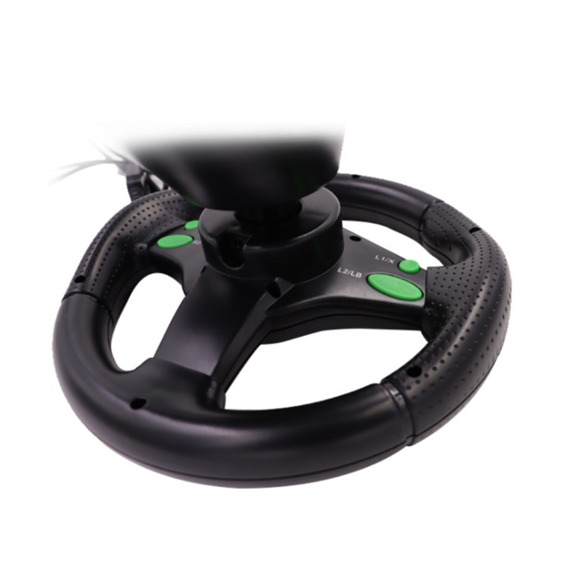 Gaming Steering Wheel with Pedals 180 Degree Rotation Vibration USB PC Steering Wheel Compatible with XB360/PS3/PS2/PC B03C