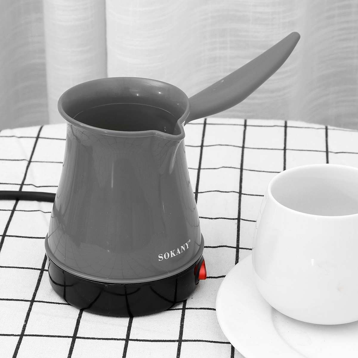 Coffee Maker Portable Electric Mini Turkey Coffee Pot Fast Heat Resistant Coffee Machine 350ml Boiled Milk Coffee Kettle: Dark Grey