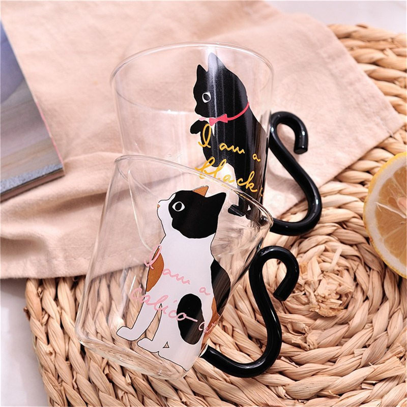 Cute Cat Milk Coffee Mug Water Glass Mug Cup Tea Cup Cartoon Kitty Home Office Cup For Fruit Juice