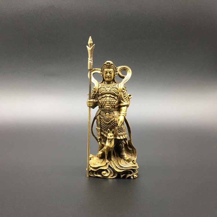 Collection Chinese brass Buddha statue Erlang god Yang Jian decorated statue of Xiaotian Dog