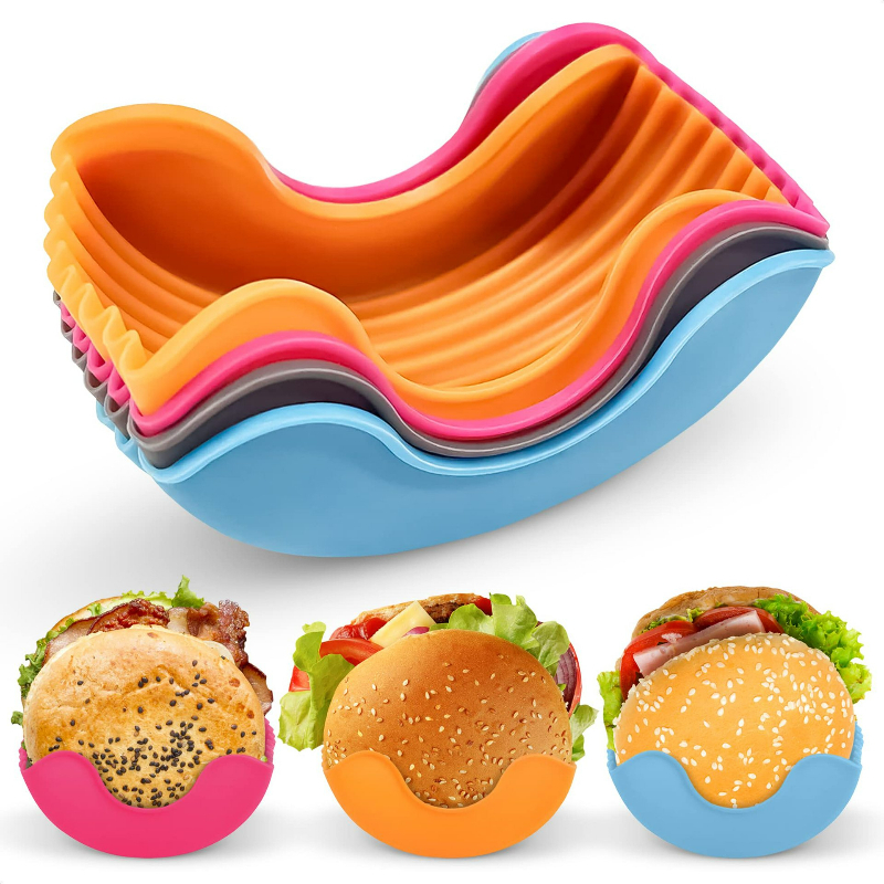 4 stuks intrekbare hamburger vaste doos verstelbare hamburgerhouders herbruikbare wasbare hamburgerclip hamburgerdoos