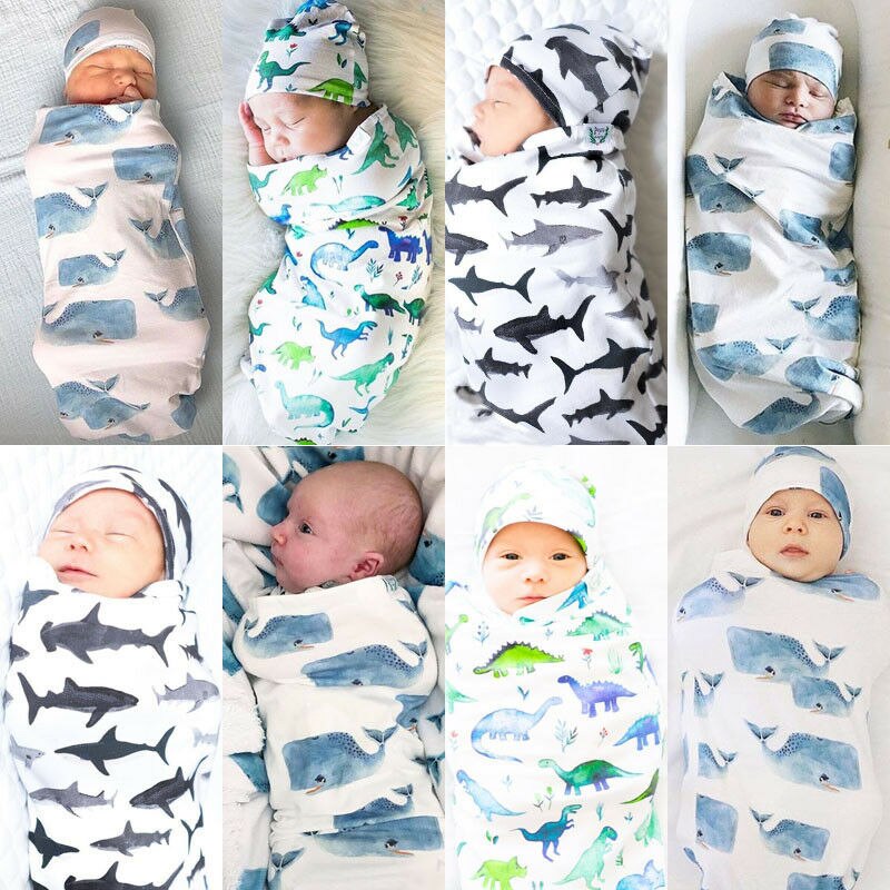 2 stuks Peuter Baby Meisjes Jongens Deken Warm Inbakeren Slaapzak + Hoed Outfit 0-12M