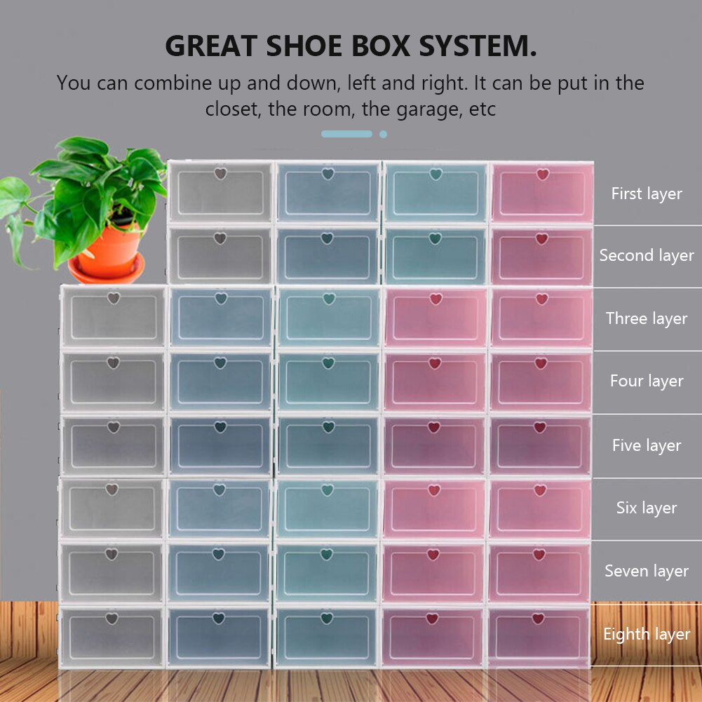 1Pc Opvouwbare Clear Schoenen Opbergdoos Schoenendoos Lade Organizer Huishoudelijke Diy Schoenendoos Lade Divider Thuis Opslag Stapelen