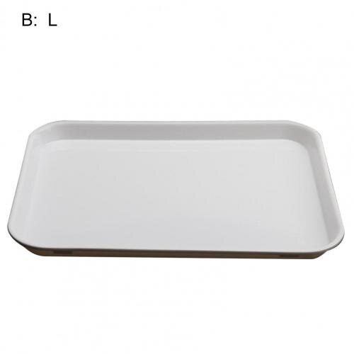 Bandeja de plástico blanca para servir, bandejas decorativas apilables fáciles de usar, creativas, delicadas, para el hogar, para almacenamiento de ensaladas: B L