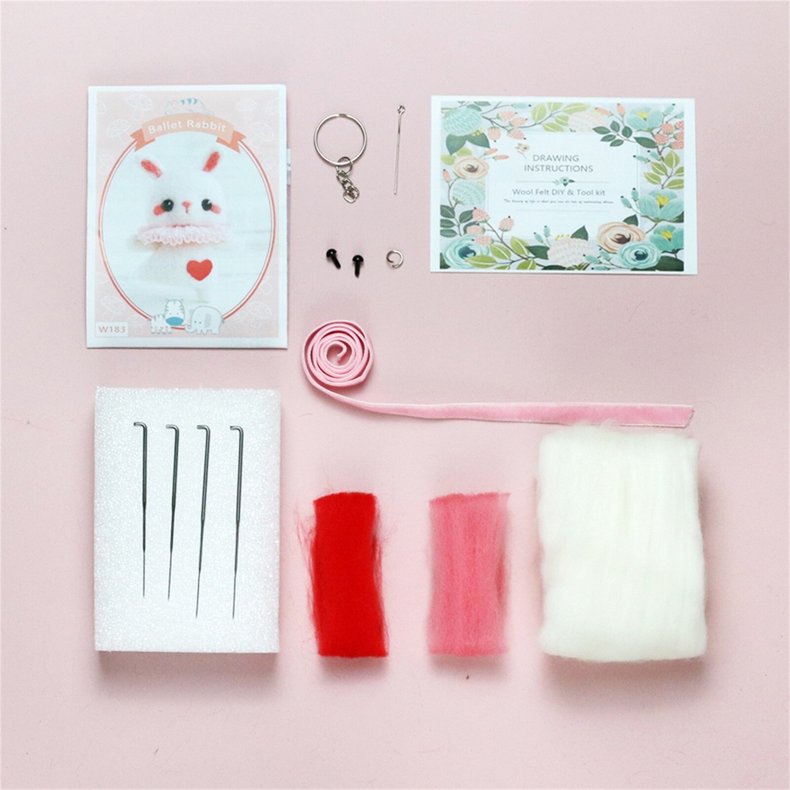 Leuke Patroon Handgemaakte Diy Poke Wol Vilt Materiaal Productie Pakket Niet-Afgewerkte Diy Handcarft Wol Vilten Materiaal