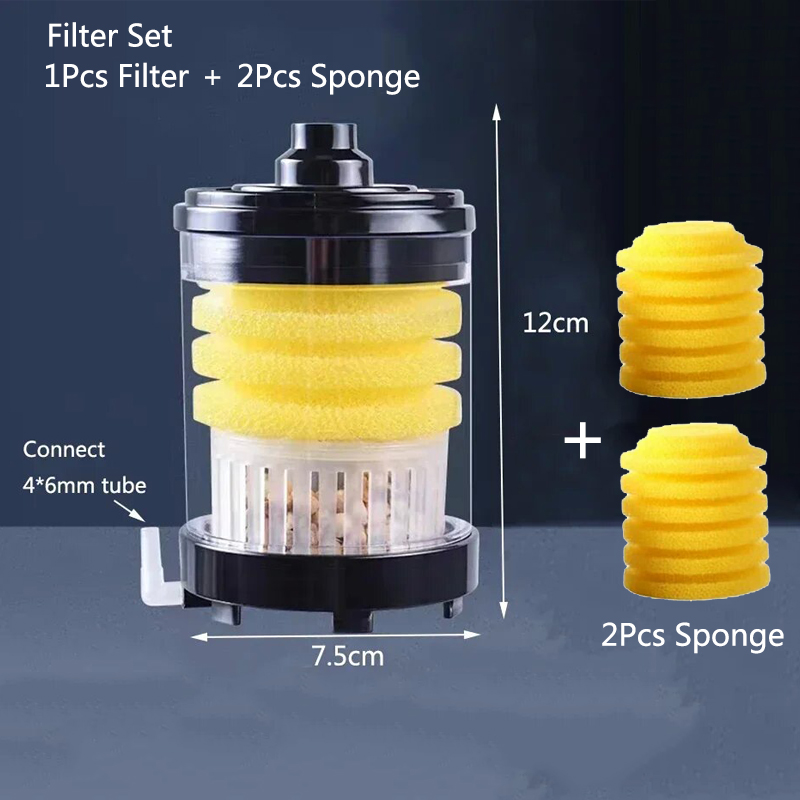 Taburete para excrementos de peces para acuario, filtro de succión para estiércol, recolector de pecera, esponjas bioquímicas con bolas multimedia, aumento de oxígeno: Rojo