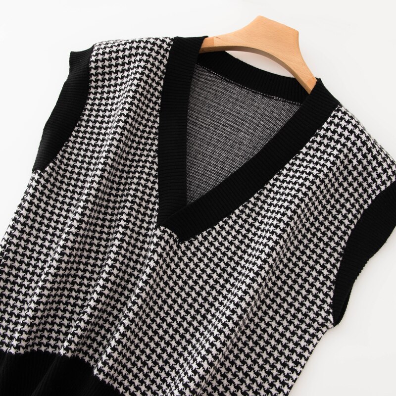 Femmes cachemire pull automne sans manches motif en vrac automne hiver tricoté grand col en v femmes femme pull gilet décontracté