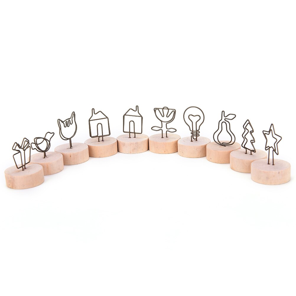 9 styles Wooden Small Clamps Natural Wood Memo Pincer Clips Paper Photo Clip Holder Stand Ornament