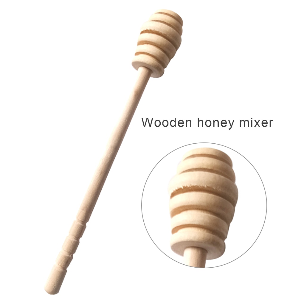 Houten Honing Roer Bar Jar Menglepel Hout Dipper Lange Handvat Honing Roeren Stok Keuken Tool