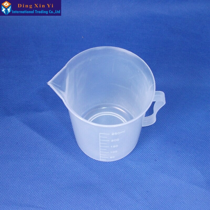 2PCS/lot 250ml plastic beaker with scale plastic measuring beaker plastic cup with handle