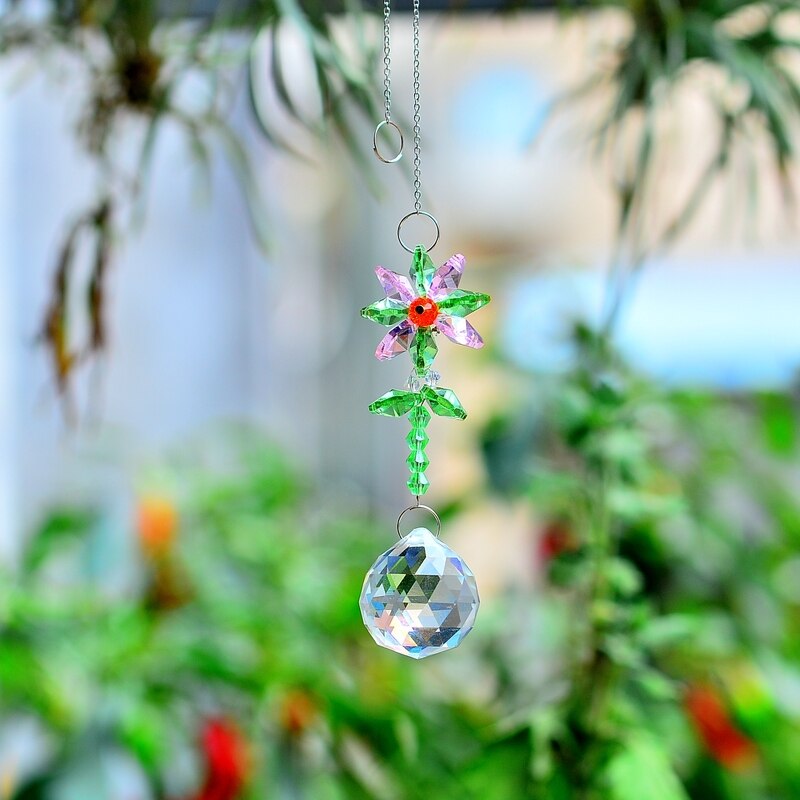 KaiNai Garden Suncatcher Flower Deco Rainbow Maker hanging crystal prisms window crystals home decoration original
