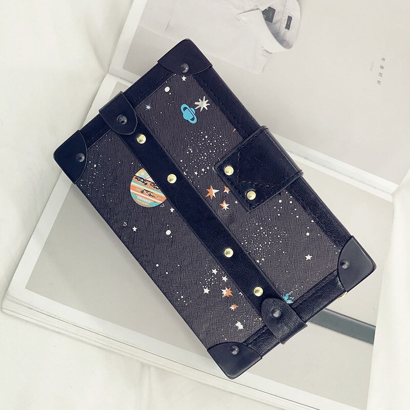 frauen Mini platz tasche kontrast farbe schulter tasche sperren schnalle Bote Tasche bankett tasche