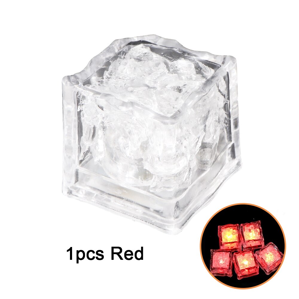1/12Pcs Led Ijsblokjes Gloeiende Partij Bal Flitslicht Lichtgevende Neon Wedding Festival Kerst Bar Wijnglas decoratie Benodigdheden: 1pcs red