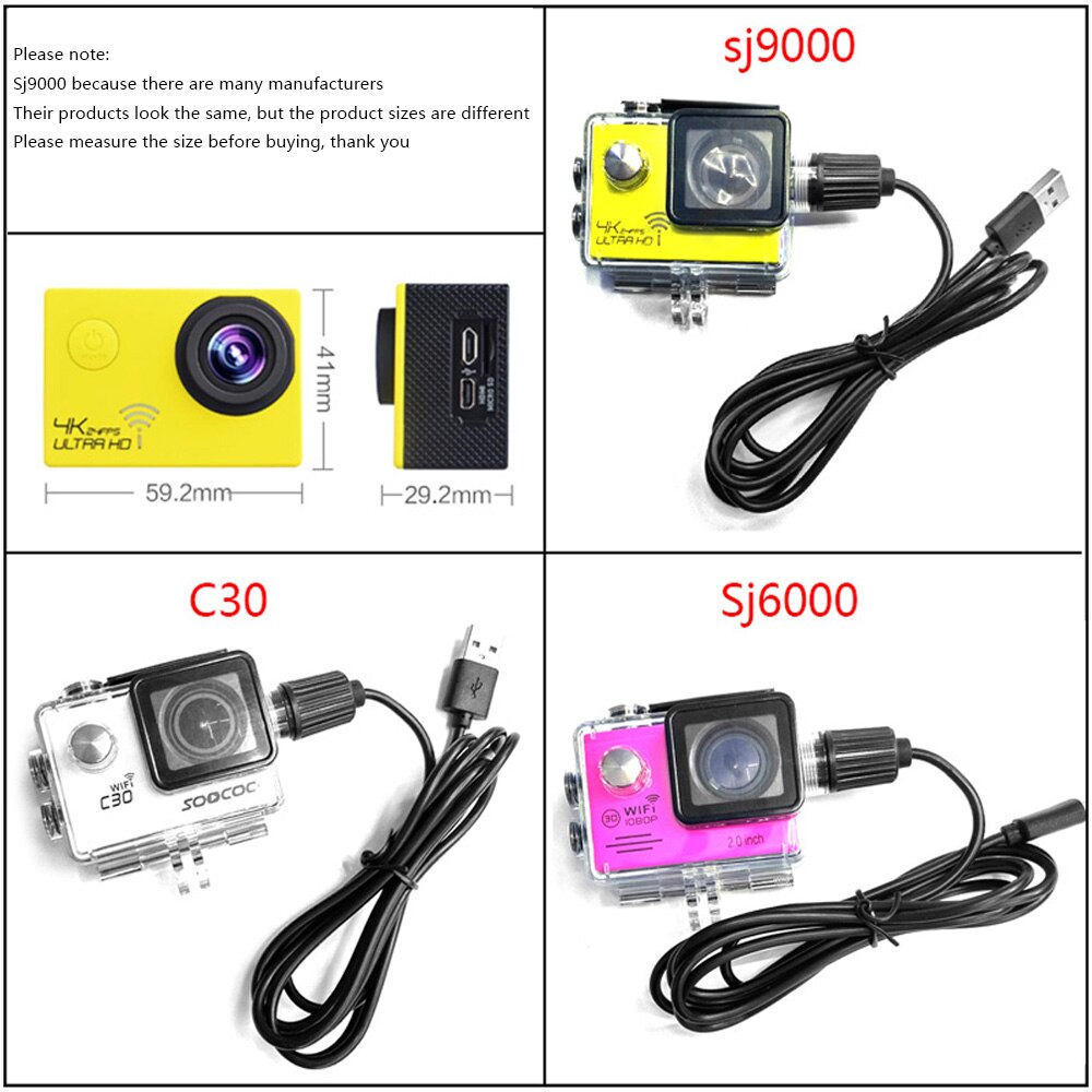 Voor SJCAM SJ4000 Sj7000 sj9000 Camera Accessoires Waterdichte Case Charger shell USB Kabel C30 H9 A8 C4 Voor Motocycle Clownfish