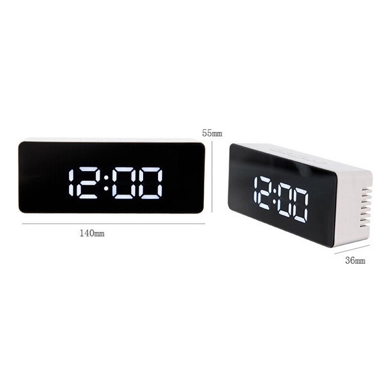 MOSEKO Alarm Clock Digital LED Display Portable Modern Mirror Clock Smart Snooze Multi-function Time Date Month Temperature