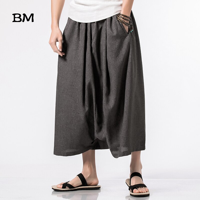 Mannen Laag Kruis Wijde Pijpen Cross Broek Plus Size M-5XL Elastische Taille Effen Kleur Casual Broek Mannelijke Mode Toevallige harem Broek