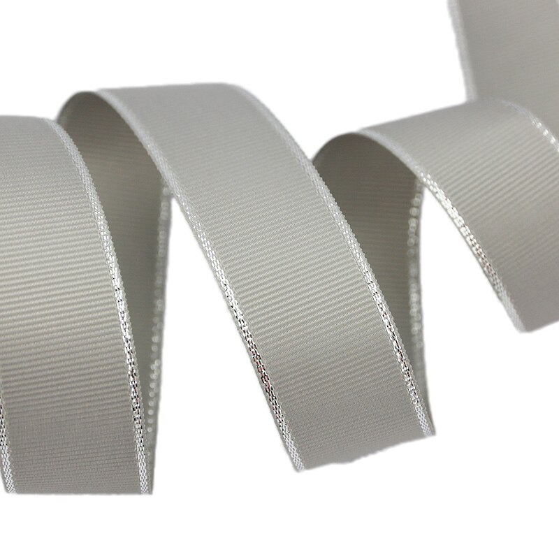 (10 Meter/stuk) Grijs Silver Randen Grosgrain Lint Singels Kerst Linten: 10mm