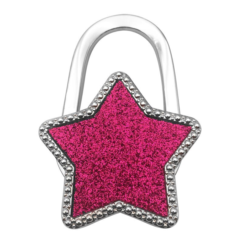 Gancho de bolso de mano portátil, colgador de bolsa plegable de escritorio, soporte de bolso, novedad, Star Degsin: Rojo