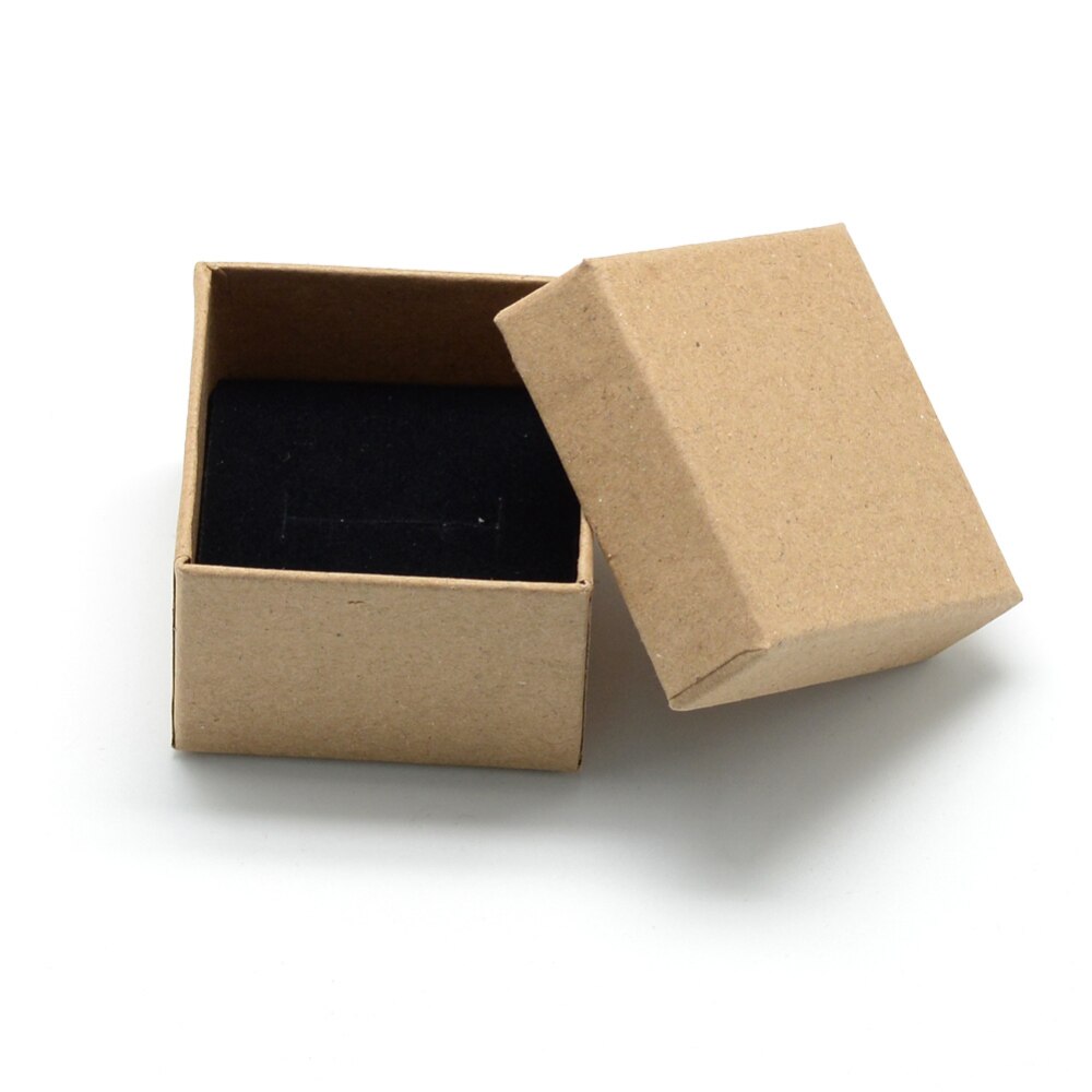 Caja de bisutería Kraft para , 24 Uds., cajas de cartón para anillo, collar, pendiente, joyería para mujer, embalaje de con esponja en el interior: 9x9x3cm