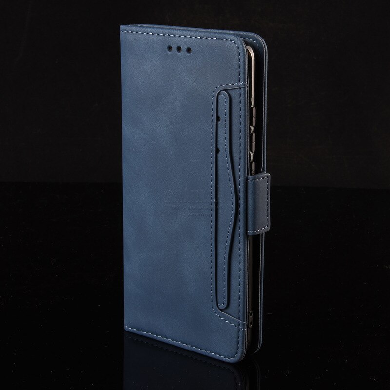 Voor Oneplus Nord 2 5G Wallet Case Magnetische Boek Flip Cover Voor Oneplus Nord2 Card Foto Houder Luxe Lederen telefoon Fundas: Deep Blue