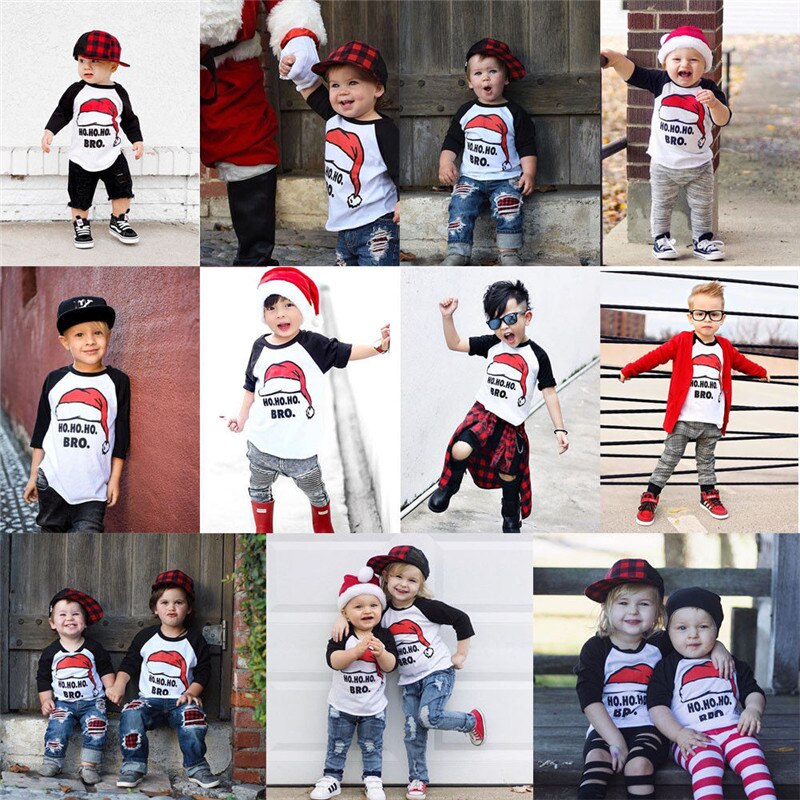 Christmas Toddler Kids Baby Boy Girls Clothes Short Sleeve T-shirts Top Xmas Tee Outfits