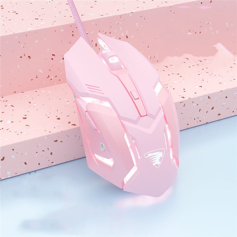 Tkey Gaming Muis Draad Mechanische E-Sport Mini Magic Mouse Voor Computer Muis Gamer Backlight Stille Office Mouse Voor laptop: Roze