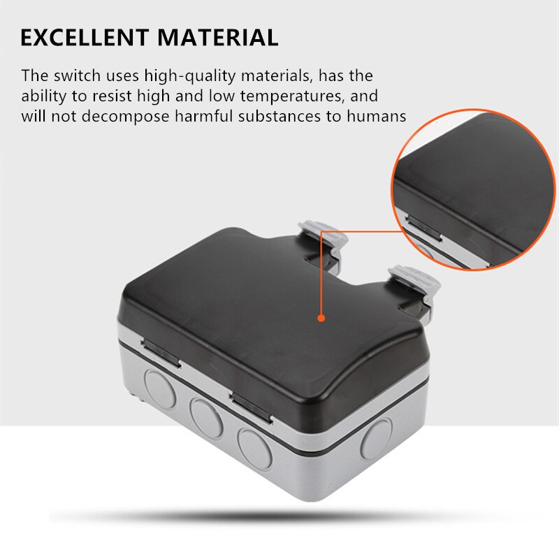Double Socket Waterproof Outdoor 13A UK Double Socket Switched Socket Double IP66 Outside Use Wall Power Socket Box