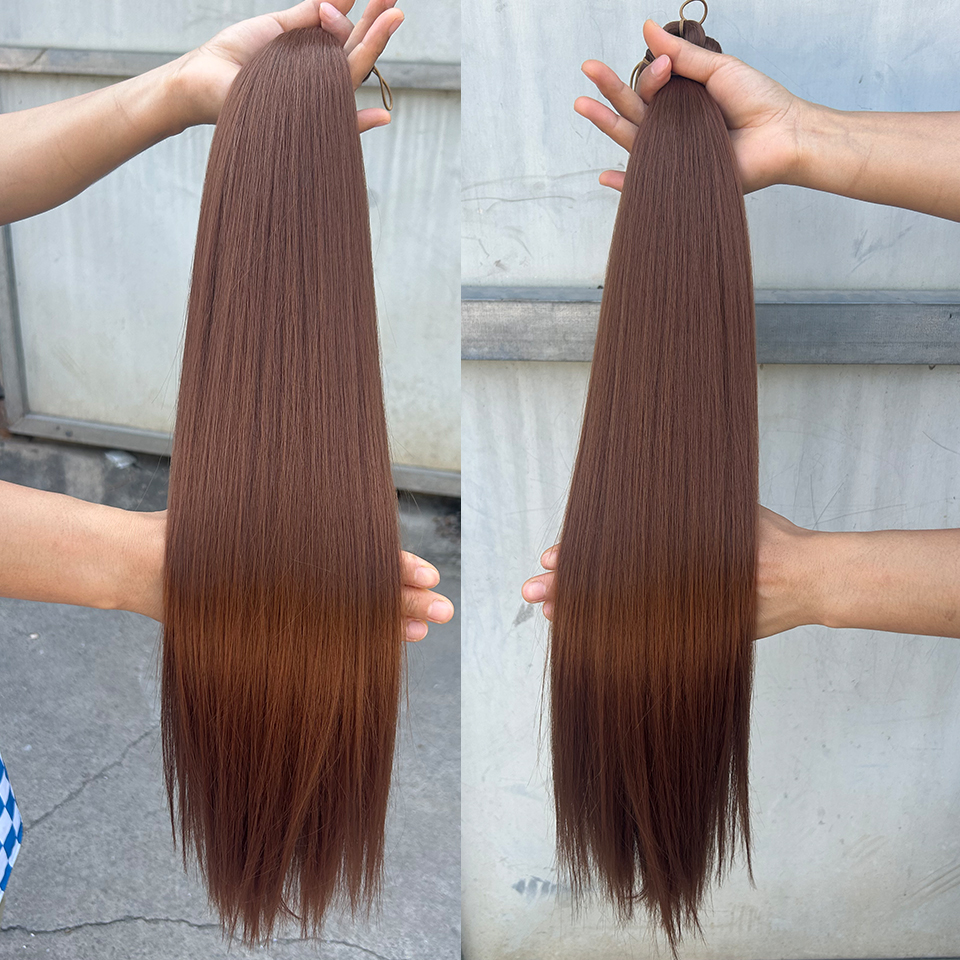 Gerade Pony Haar Bündel Häkeln Zöpfe Haar Synthetische Flechten Haar Ombre Braun Weiche Häkeln Haar Erweiterungen