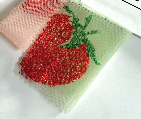 Bronzing trykning stof stempling trykning blonder stof, rød jordbær tyl mesh blonder 5 farver på lager populær: Grøn