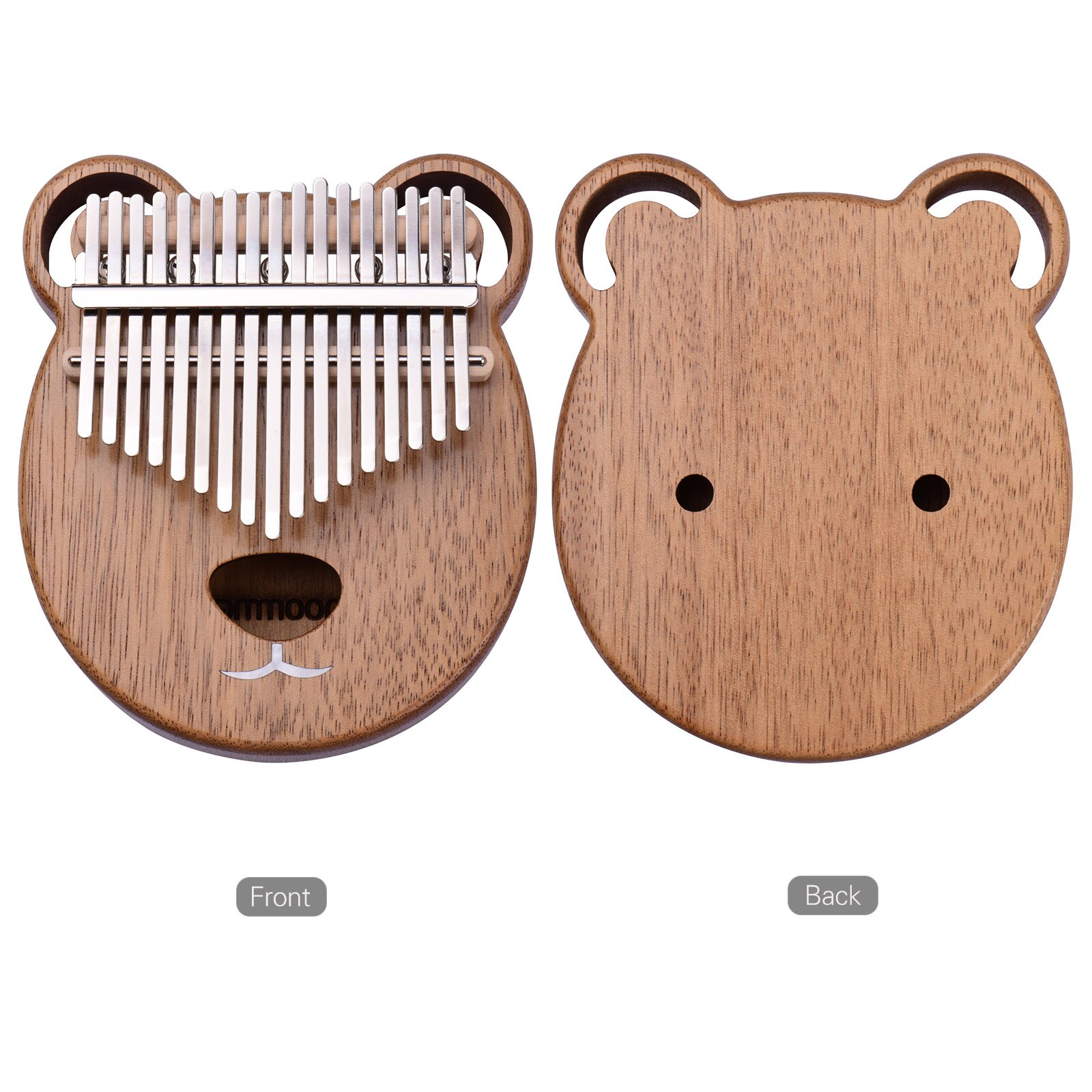ammoon 17 Key Kalimba Portable C Tone Thumb Piano Solid Walnut Wood Finger Precussion with Tuning Hammer Wiping Cloth