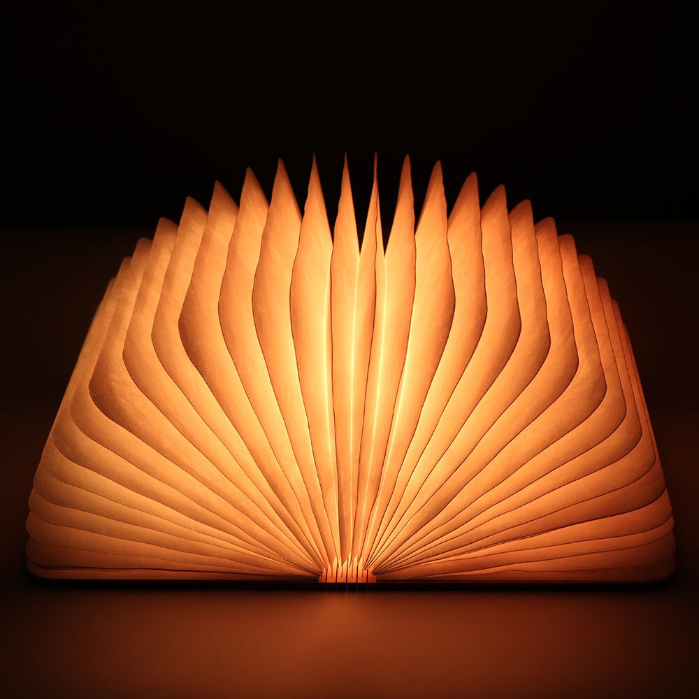 Wood Grain Book Light Flip Page Folding Rechargeable Led Book Light Custom Wooden Book Lamp Night Light