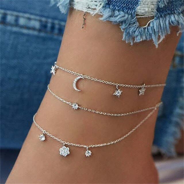 Bracelet de cheville croisé en cristal doré pour femmes, bijoux d&#39;été, multicouches, chaîne de pied, accessoires de plage: ENS371