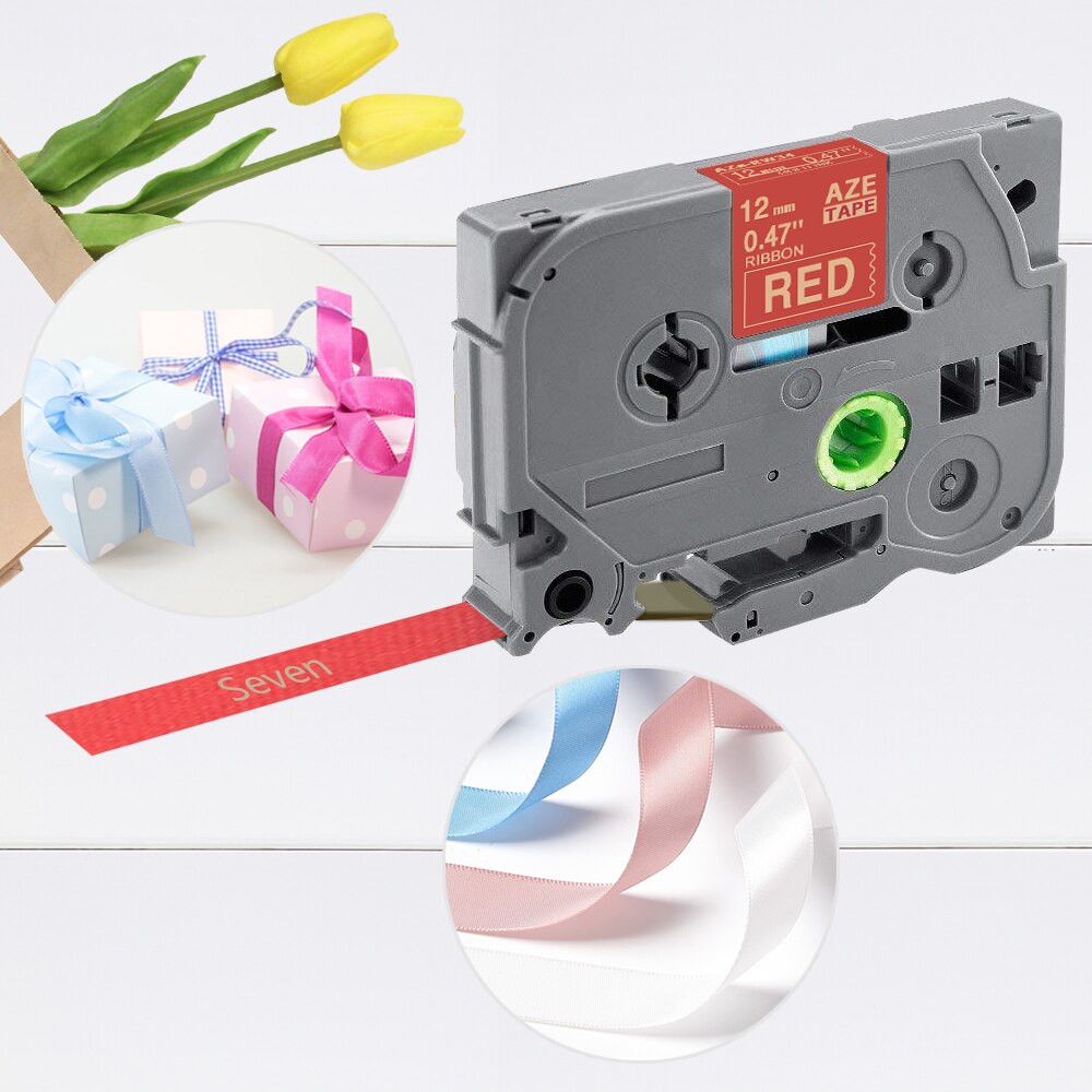 RE34 R231 Satijnen Lint 12Mm Label Tape Compatibel Voor Brother TZe-R231 TZe-RE34 TZE-RE31 TZE-RG34 P Touch Label Printer: Gold on Red