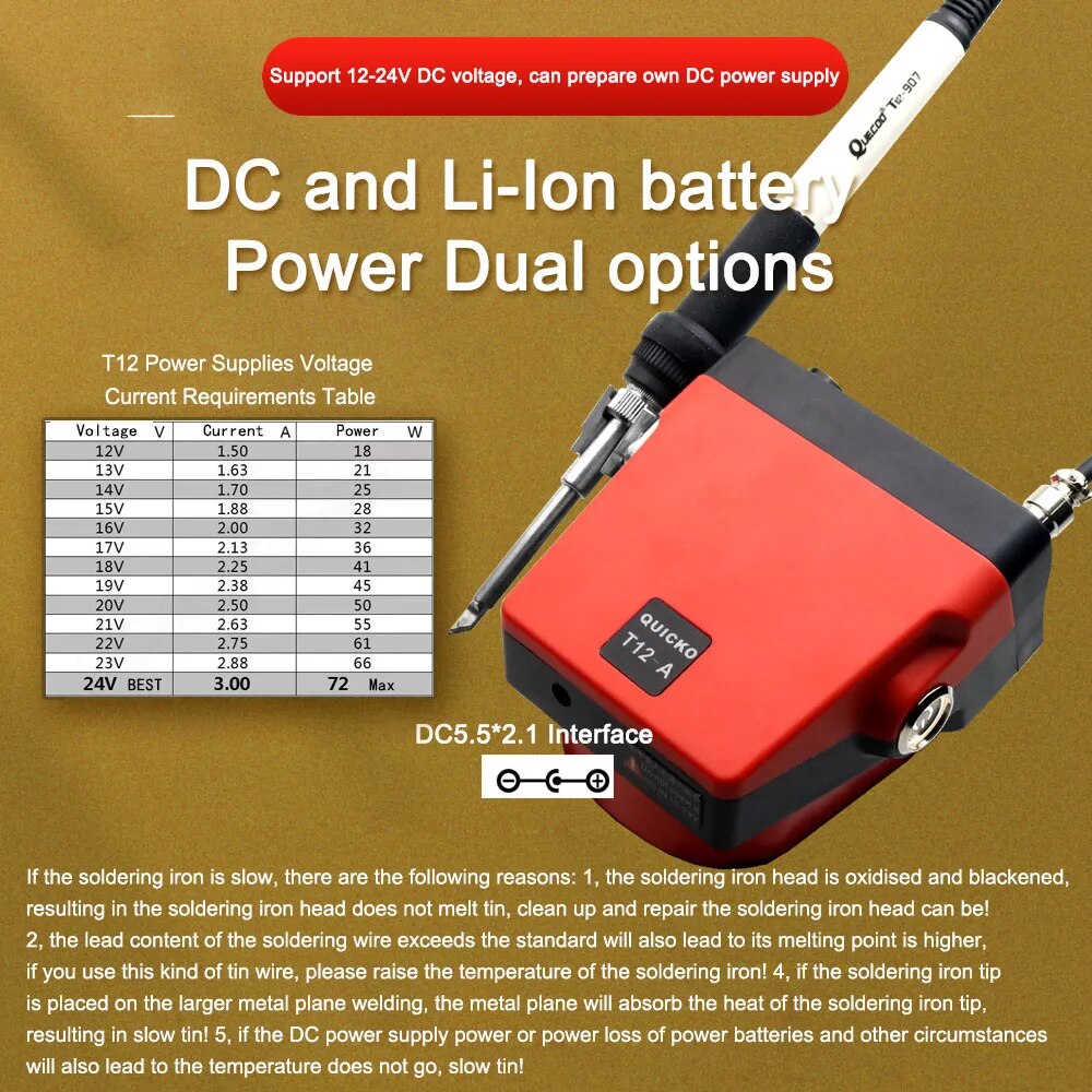 72W T12 Akku-Lötstation Lötkolben für Dewalt/Makita/Milwaukee/Worx Akku 20V Max Li-Ionen-Akku für DIY-Reparatur