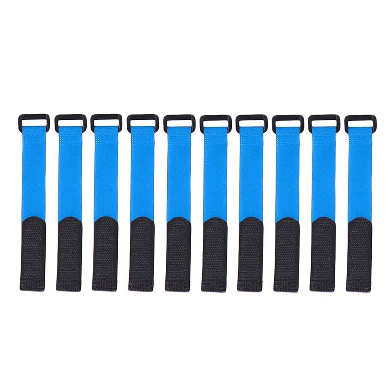 10pcs/set Reusable Fishing Rod Tie Holder Strap Suspenders Fastener Hook Loop Cable Cord Tie Belt Fishing Tackle Box Accessories: 10PCS Blue