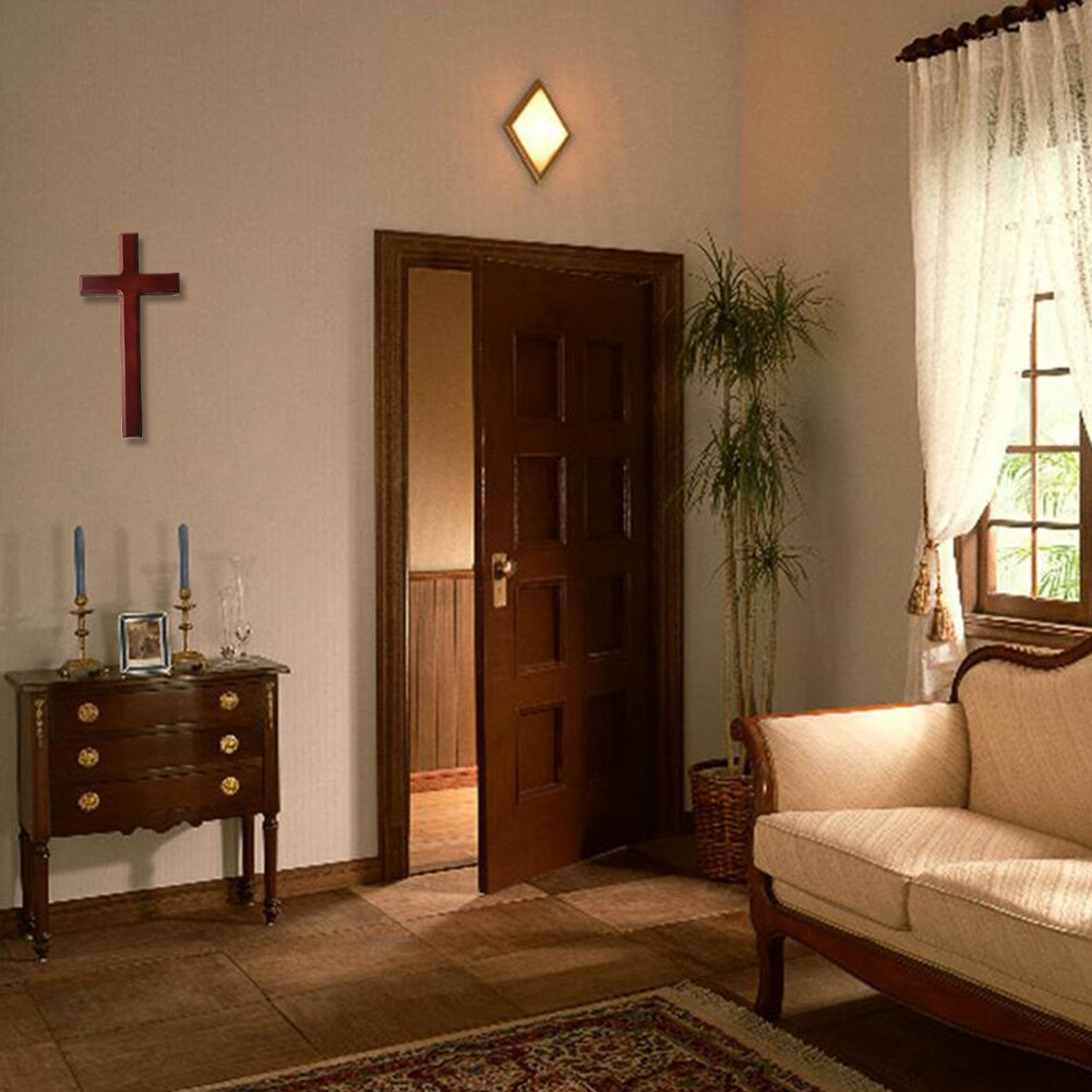 Christian Home Decor Simple 32cm Blessing Craft Church Hanging Ornament Wall Cross Solid Wood Wooden Pendant Jesus