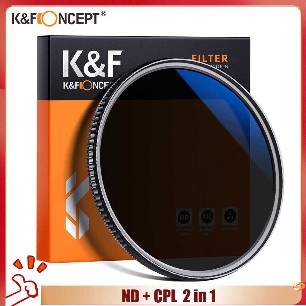 K &amp; F Concept 2 In 1 ND8 + Cpl Circulaire Polarisatiefilter Nd Filter Ultra Clear Waterdichte Neutrale Dichtheid 49Mm 52Mm 58Mm 62Mm 67Mm