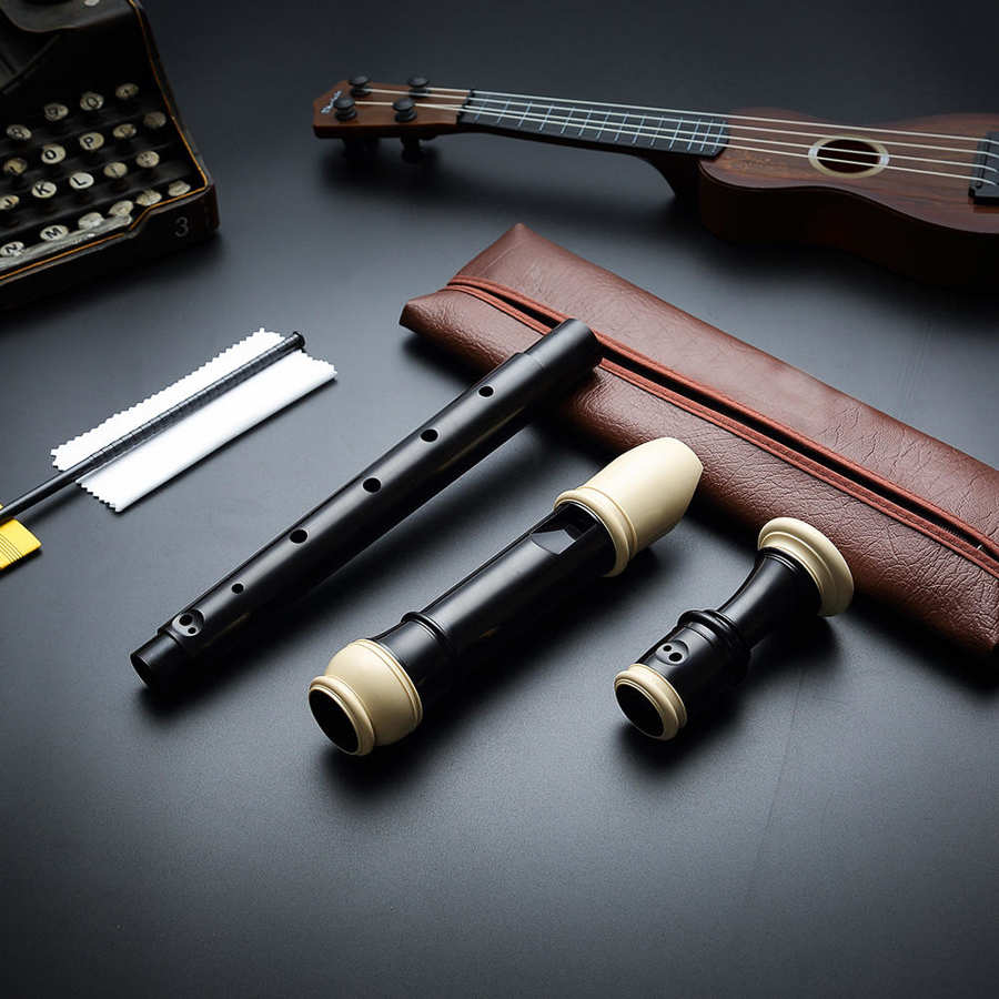 Alto Recorder 8 Hole F Key Resin Alto Recorder 3-Piece German/Baroque Fingering Wind Instrument with Cleaning Kit and Carry Bag