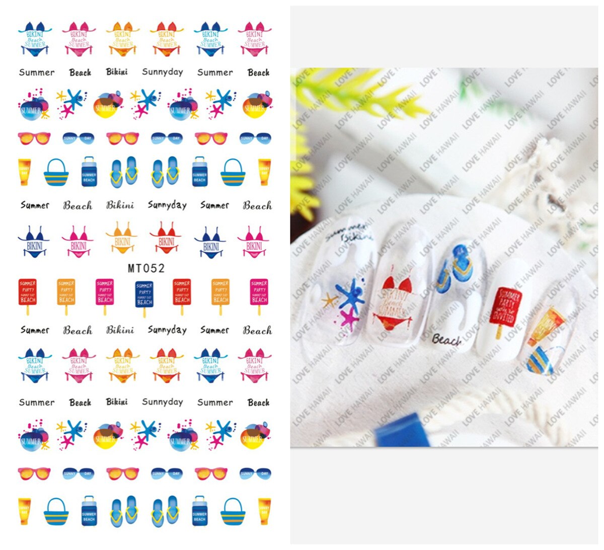 1pcs Nail Art Stickers Flamingo Coconut Tree Adhesive Nail Art Decorations Summer Beach Series Nail Stickers: MP321T52