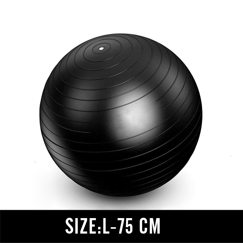 55cm-75cm Yoga Balls Thicken PVC Men Anti Burst Exercise Gym Fit Pilates Fitness Balance Stability Training Fitball: Black 75cm