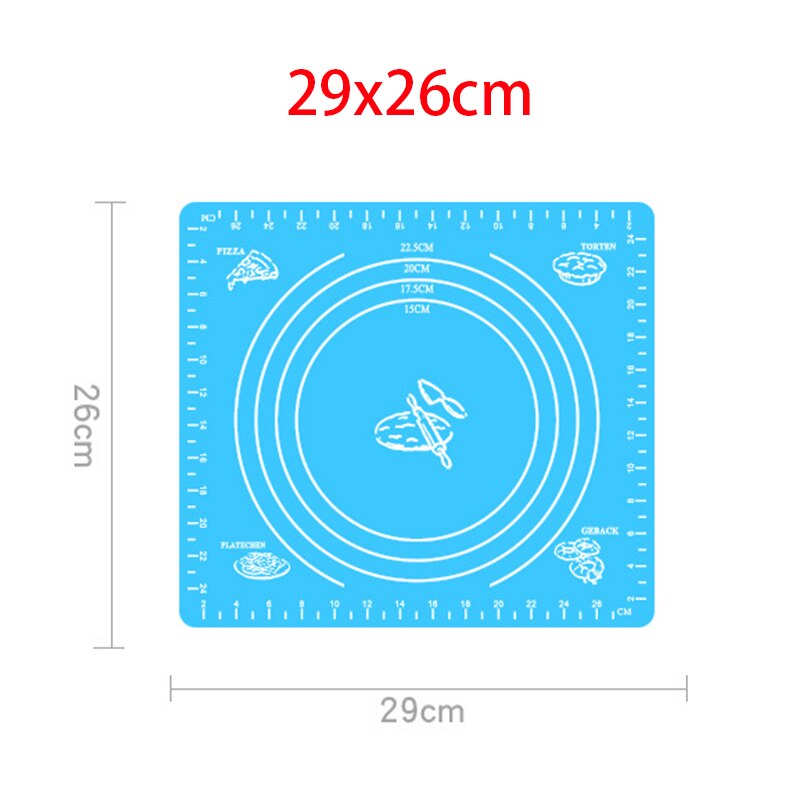 Antihaft Silikon zurück Skala matt Ofen rollen Teig Pad Lebensmittel Klasse Backen rollen Fondant Gebäck Matten Kuchen Kochen Werkzeug Neue: 29x26cm Blau