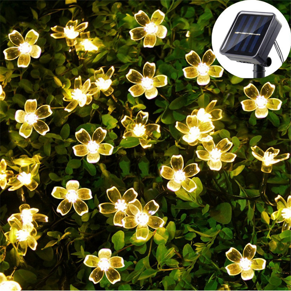 5/7/12M Solar-LED-Licht für den Außenbereich, Gartendekoration, Kirschlichter, wasserdicht, solarbetrieben, Terrassenlicht für Gartenparty, Weihnachten: Blau / 6-10W