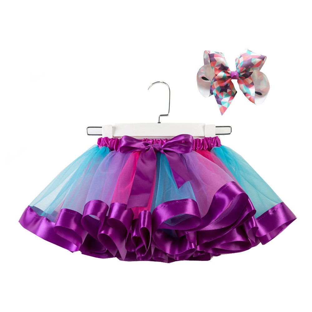 Gonna Tutu per bambina gonne per bambina Mini Pettiskirt Dance Rainbow Tulle gonna principessa per bambini abbigliamento estivo per bambini colorato: Purple  / S