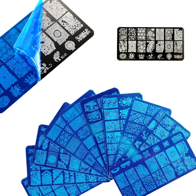 Gelfavor-Placa de estampado para manicura, Gel transparente, sello de silicona, molde para sello, acero inoxidable, esmalte de uñas de Gel UV