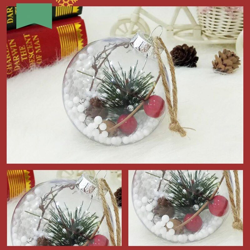 4Pcs Christmas Tree Decorations Ball Transparent Open Plastic Clear Ornament Tree Decorations Xmas Supplies Candy Ball
