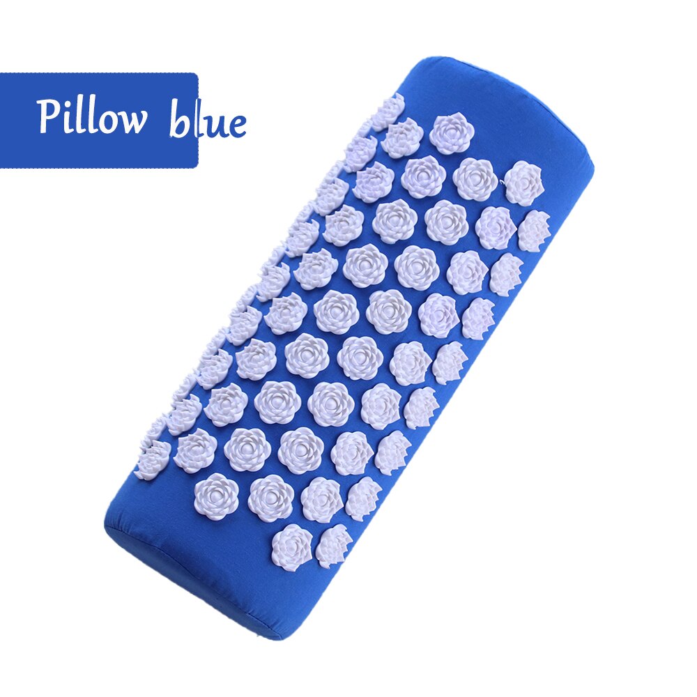 Lager Yoga Acupressure Mat and Pillow Set, with Bag,Non Slip ,Back and Neck Pain Relief and Muscle Relaxation Massage Cushion: BLUE Pillow