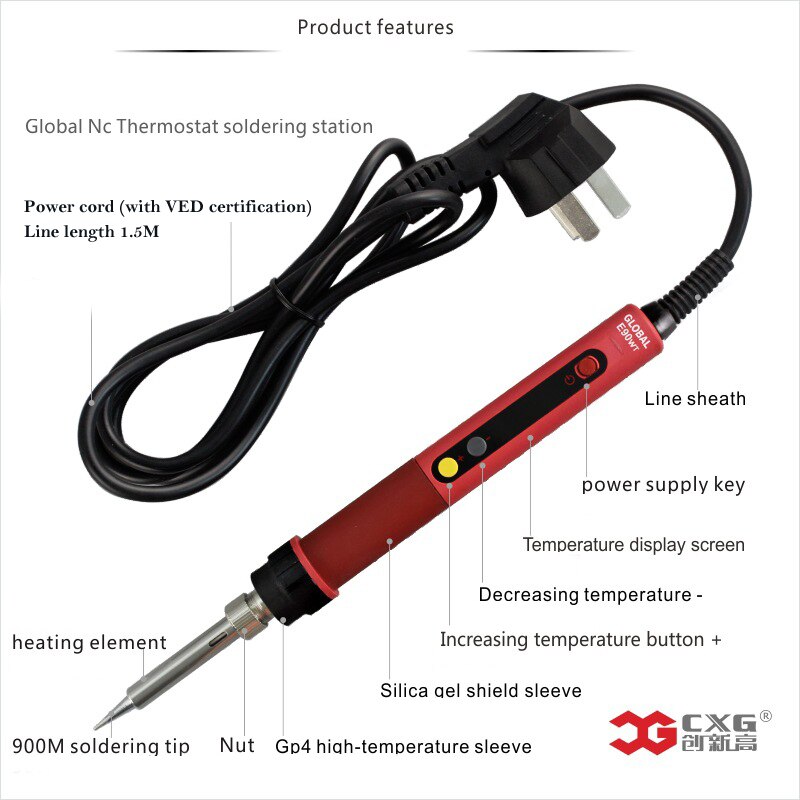 110V/220V CXG E60WT LED Digital Adjustable Electric Soldering Iron 60W Constant temperature Soldering Station E60W