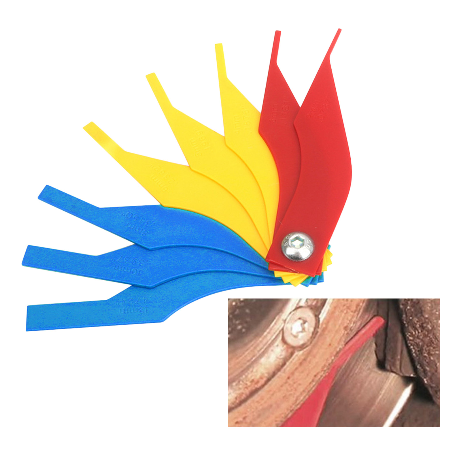 2 to 12mm Automotive Brake Pad Scale Thickness Gauge Measure Ruler Tester Tool Brake Diagnostic Tool Wear Tester Thickness Gauge